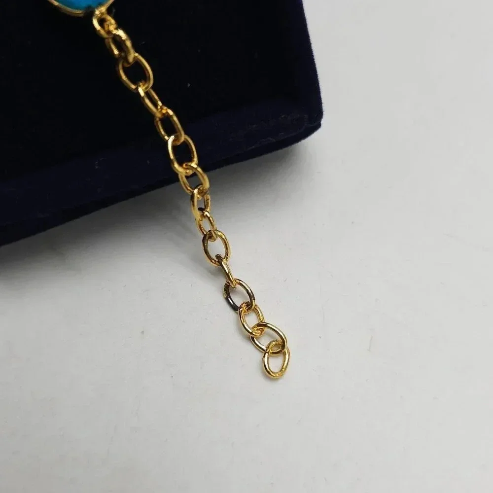 Stauer Eterno Bracelet With Blue Turquoise In Velvet Box 9.5 Total Length